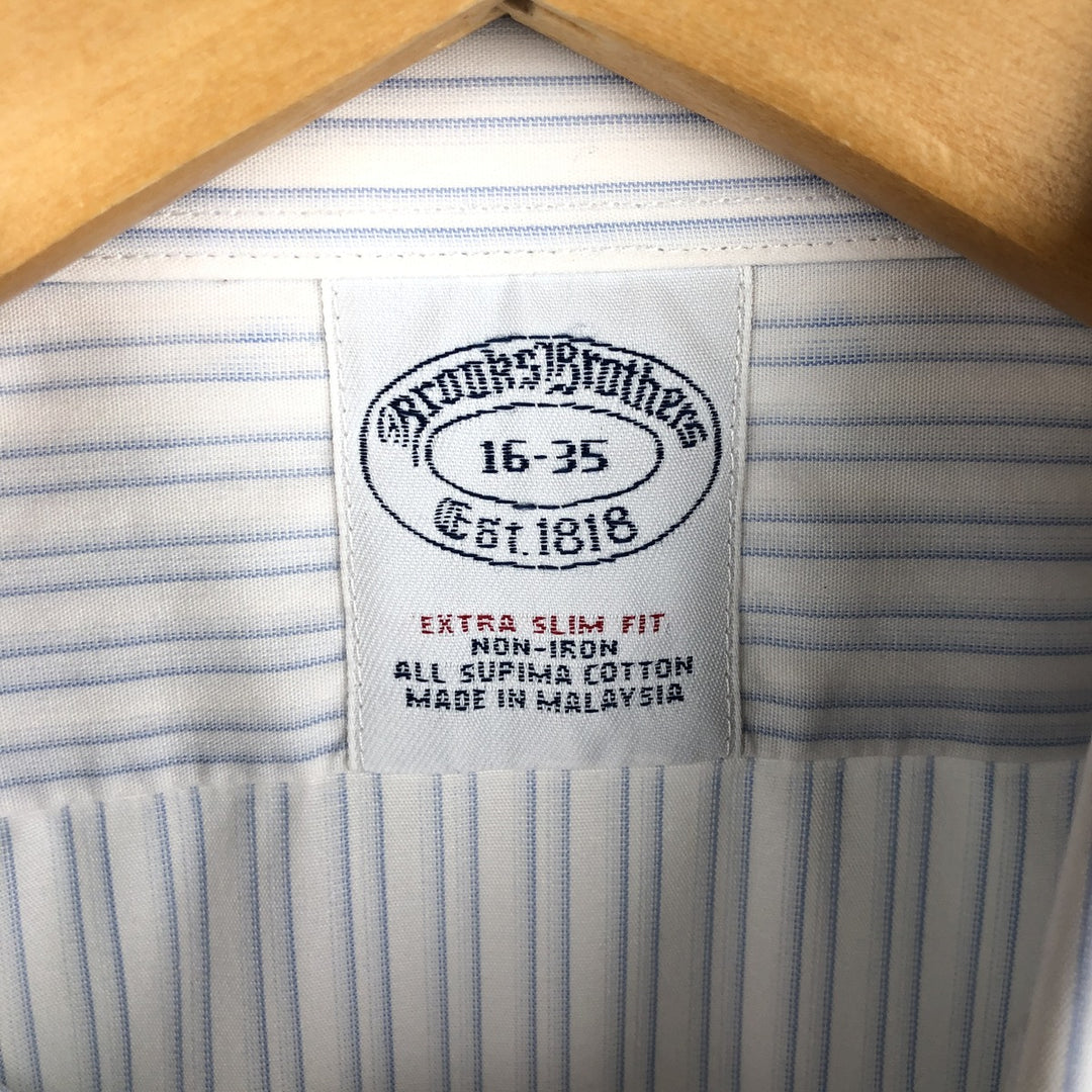 Brooks Brothers Est.1818 Long Sleeve Cotton Striped Shirt, Men's Size L Supima Cotton white type Vintage Second Hand