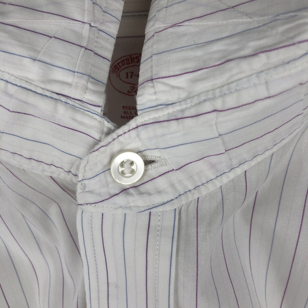 Brooks Brothers 346 Long Sleeve Cotton Striped Shirt, Men's XL cotton white type Vintage Second Hand