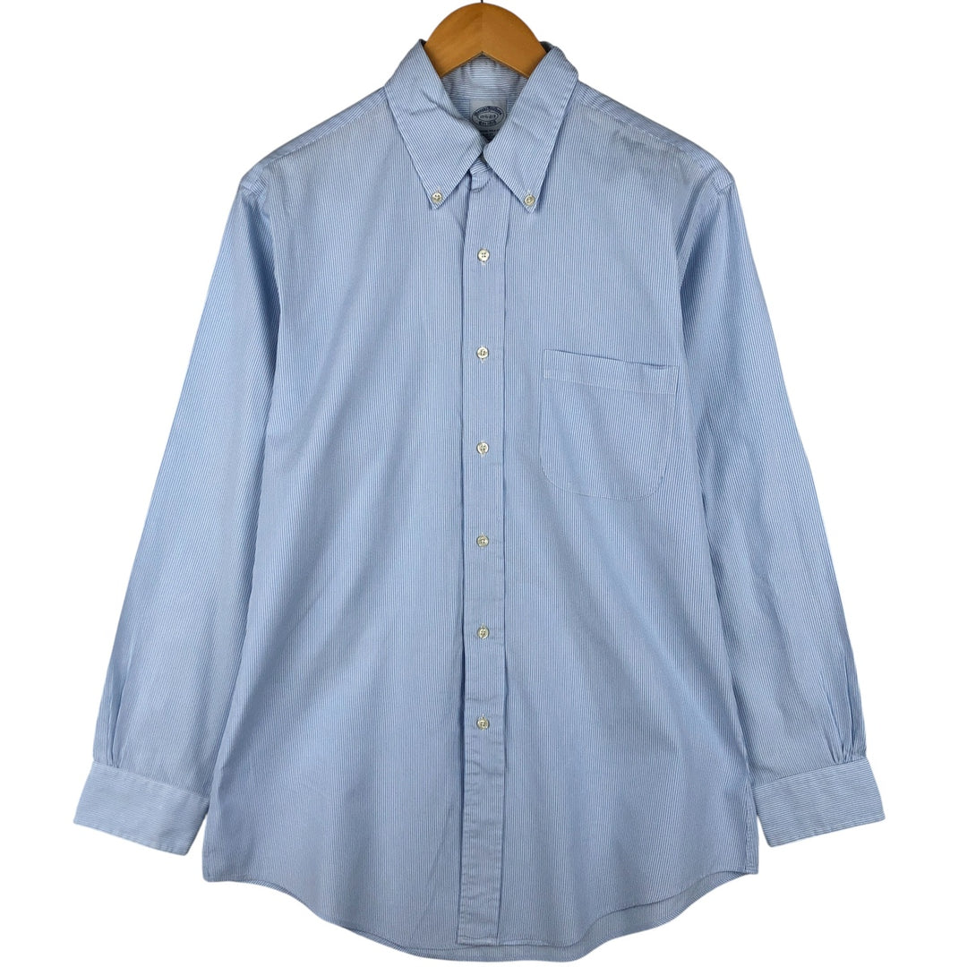 Brooks Brothers Est.1818 Long Sleeve Button-Down Striped Shirt, Men's M Size cotton Blue type light blue Vintage Second Hand