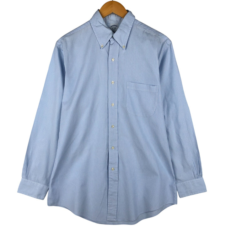 Brooks Brothers Est.1818 Long Sleeve Button-Down Striped Shirt, Men's M Size cotton Blue type light blue Vintage Second Hand