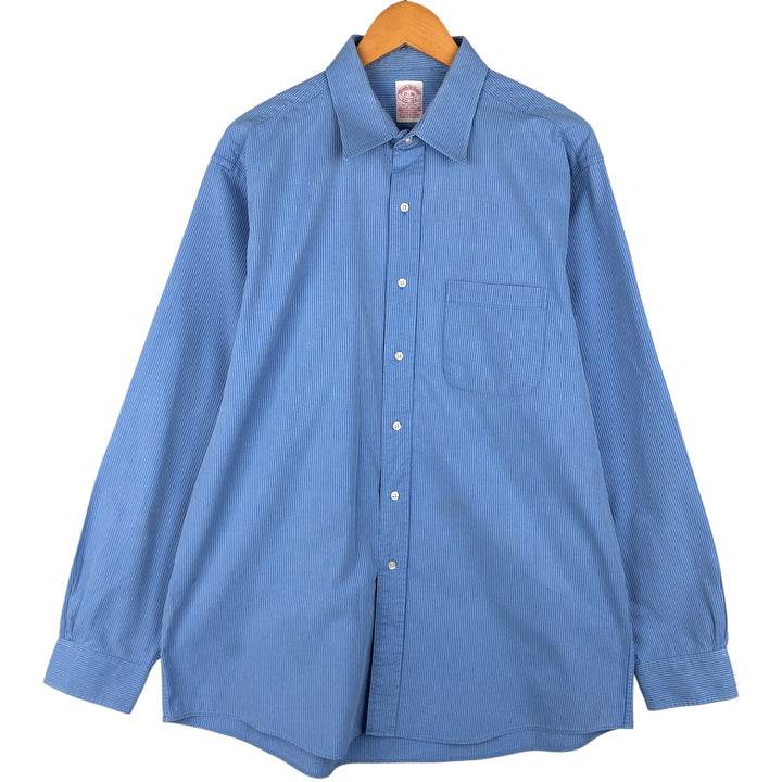 Vintage 1980s-1990'S Brooks Brothers Est. 1818 long-sleeved cotton striped shirt, men's size XL cotton Blue type light blue Vintage Second Hand