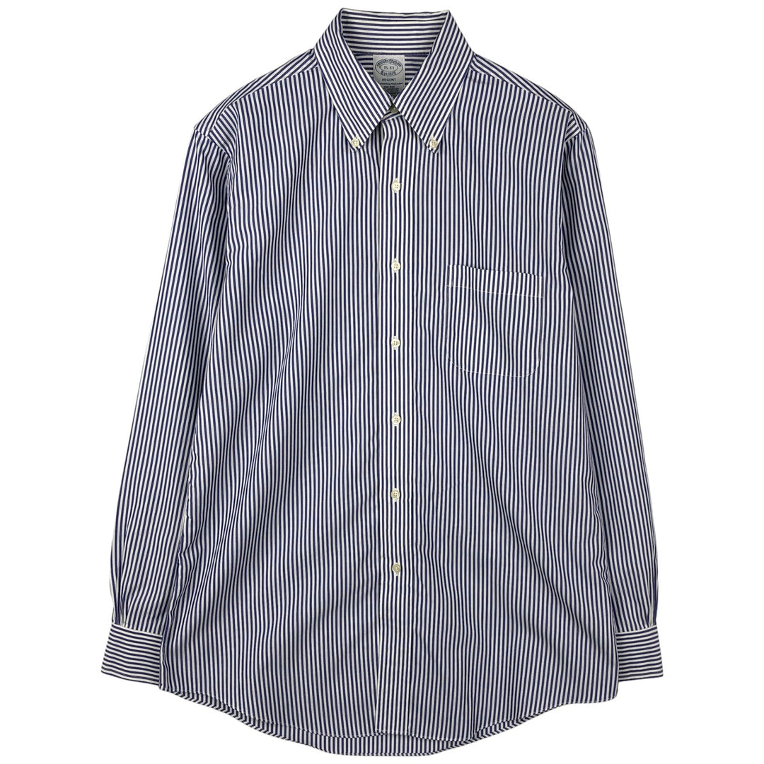 Brooks Brothers REGENT Long Sleeve Button-Down Striped Shirt, Men's Size Medium cotton Navy blue Vintage Second Hand