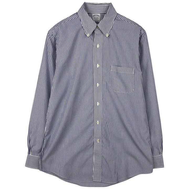 Brooks Brothers REGENT Long Sleeve Button-Down Striped Shirt, Men's Size Medium cotton Navy blue Vintage Second Hand