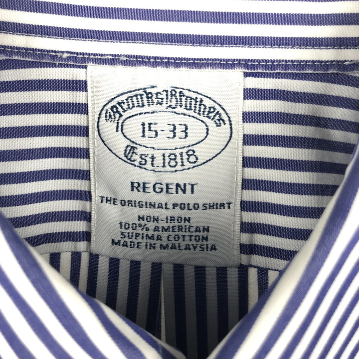 Brooks Brothers REGENT Long Sleeve Button-Down Striped Shirt, Men's Size Medium cotton Navy blue Vintage Second Hand
