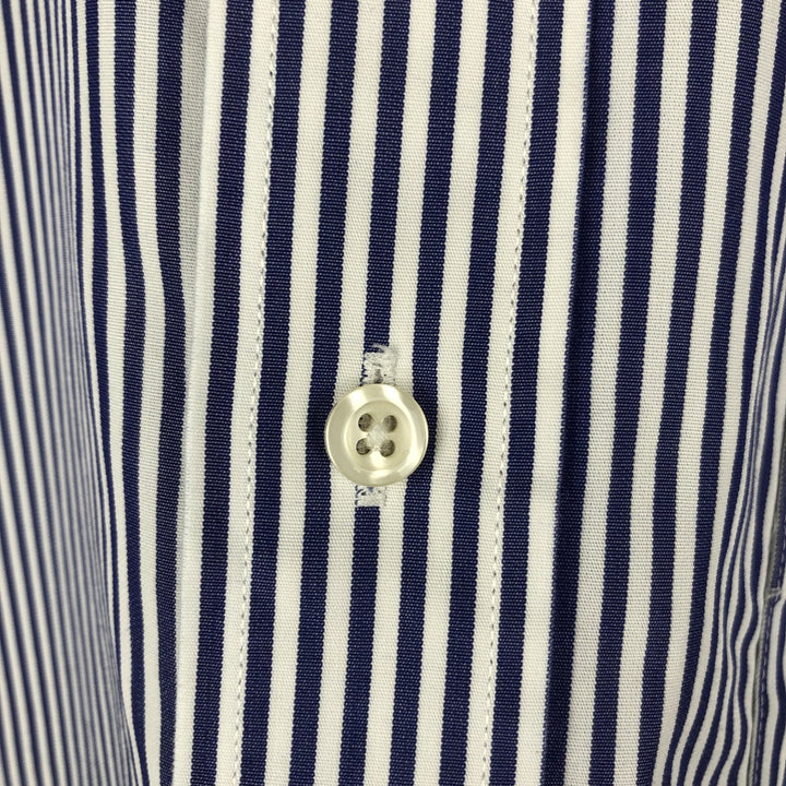Brooks Brothers REGENT Long Sleeve Button-Down Striped Shirt, Men's Size Medium cotton Navy blue Vintage Second Hand