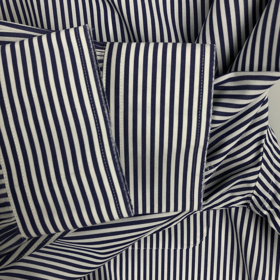 Brooks Brothers REGENT Long Sleeve Button-Down Striped Shirt, Men's Size Medium cotton Navy blue Vintage Second Hand