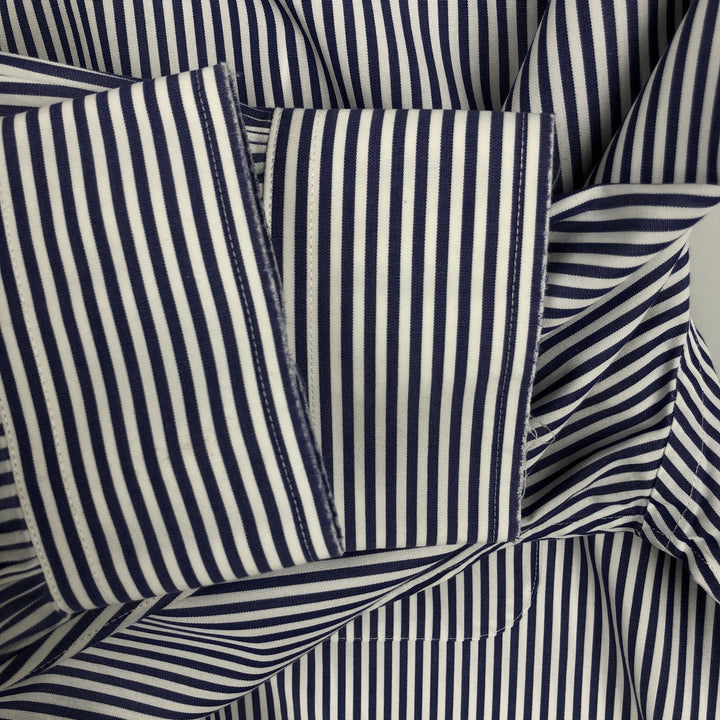 Brooks Brothers REGENT Long Sleeve Button-Down Striped Shirt, Men's Size Medium cotton Navy blue Vintage Second Hand