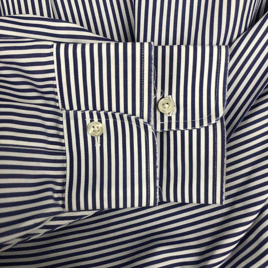 Brooks Brothers REGENT Long Sleeve Button-Down Striped Shirt, Men's Size Medium cotton Navy blue Vintage Second Hand