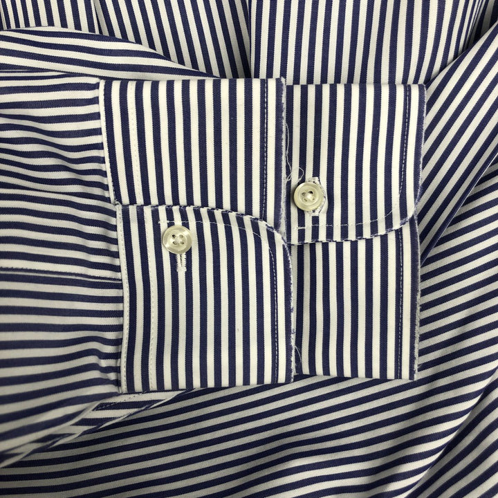 Brooks Brothers REGENT Long Sleeve Button-Down Striped Shirt, Men's Size Medium cotton Navy blue Vintage Second Hand