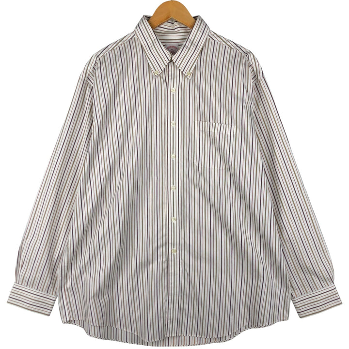Brooks Brothers 346 Long Sleeve Button-Down Striped Shirt, Men's XL cotton white type Vintage Second Hand