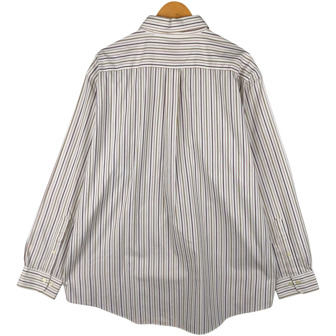 Brooks Brothers 346 Long Sleeve Button-Down Striped Shirt, Men's XL cotton white type Vintage Second Hand