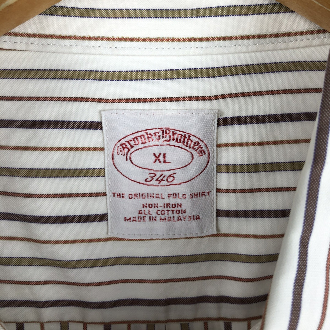 Brooks Brothers 346 Long Sleeve Button-Down Striped Shirt, Men's XL cotton white type Vintage Second Hand