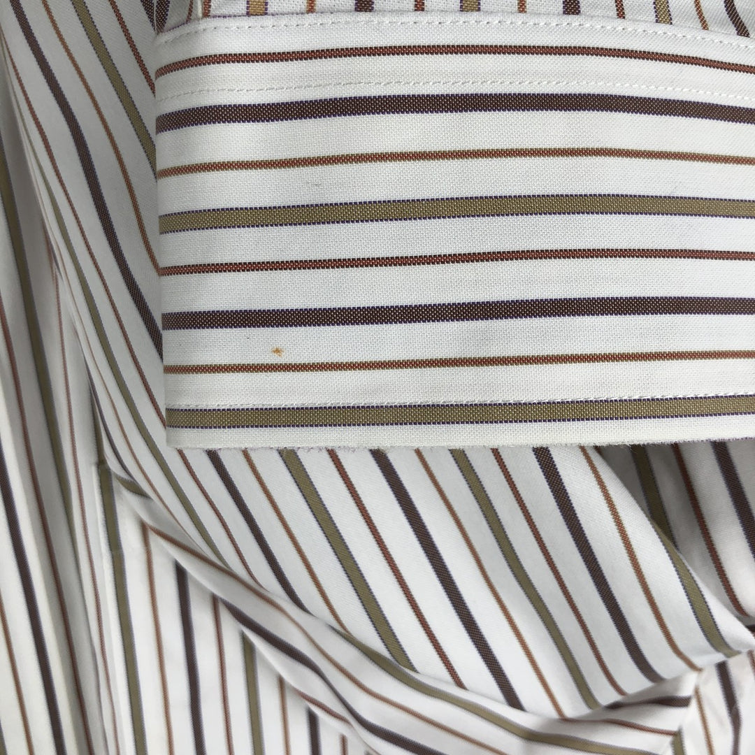 Brooks Brothers 346 Long Sleeve Button-Down Striped Shirt, Men's XL cotton white type Vintage Second Hand