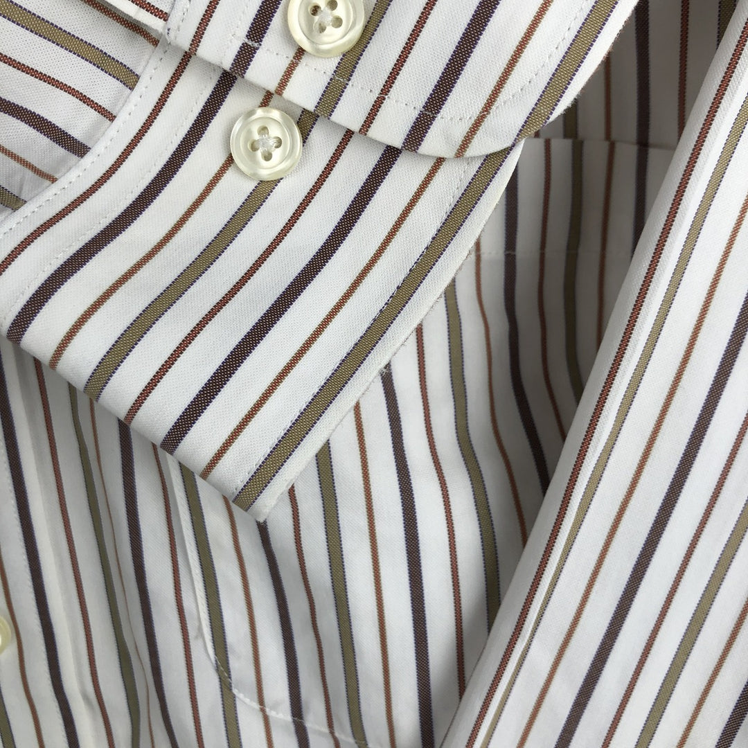 Brooks Brothers 346 Long Sleeve Button-Down Striped Shirt, Men's XL cotton white type Vintage Second Hand