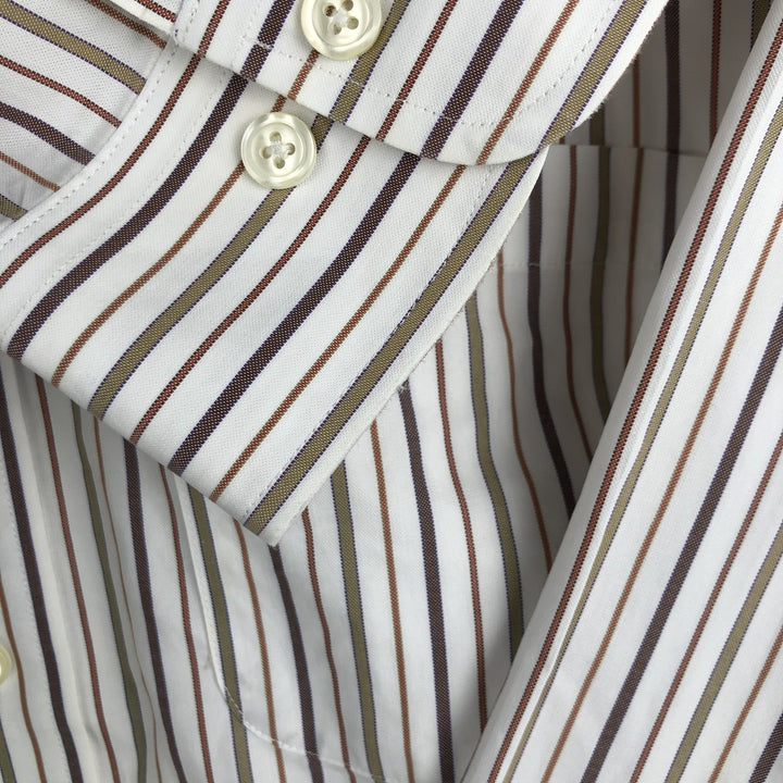 Brooks Brothers 346 Long Sleeve Button-Down Striped Shirt, Men's XL cotton white type Vintage Second Hand