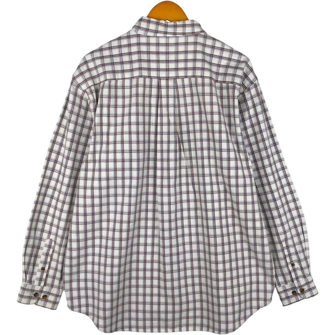 00'S Eddie Bauer long sleeve button down check shirt, men's size L cotton white type Vintage Second Hand