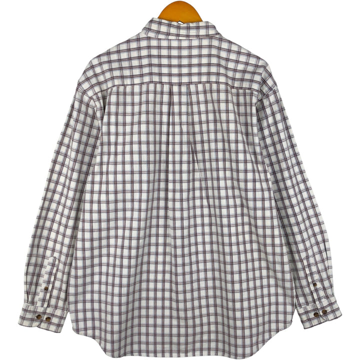 00'S Eddie Bauer long sleeve button down check shirt, men's size L cotton white type Vintage Second Hand