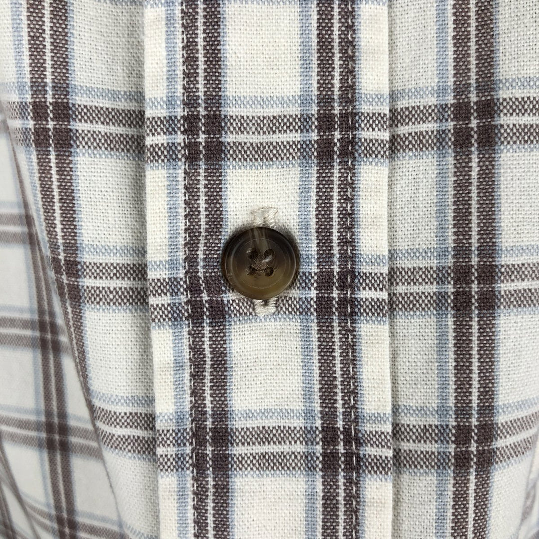 00'S Eddie Bauer long sleeve button down check shirt, men's size L cotton white type Vintage Second Hand