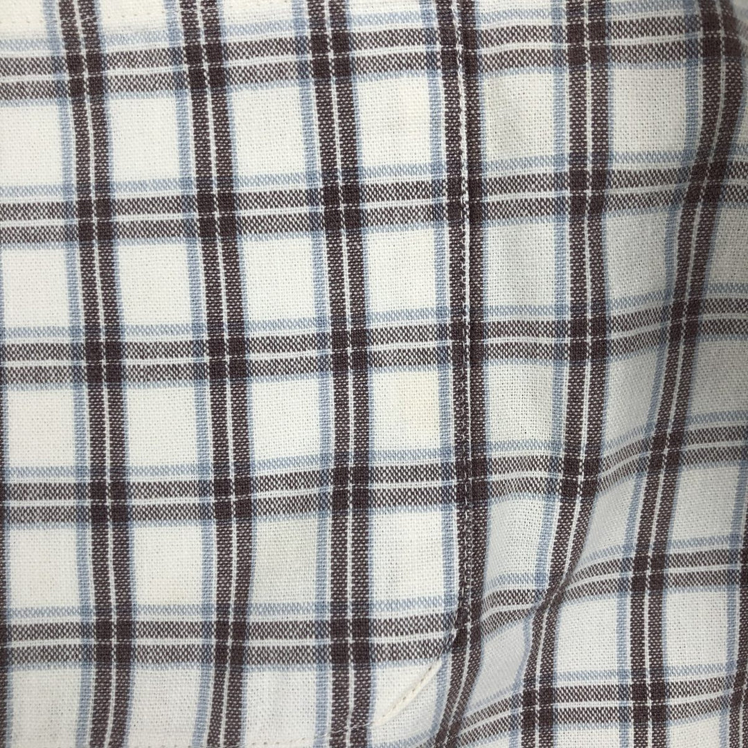 00'S Eddie Bauer long sleeve button down check shirt, men's size L cotton white type Vintage Second Hand