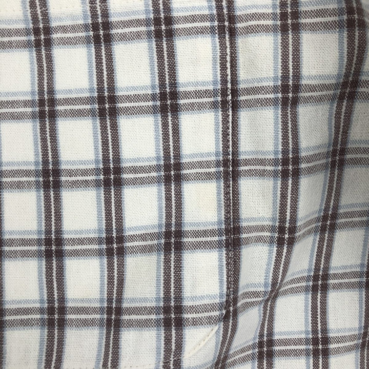 00'S Eddie Bauer long sleeve button down check shirt, men's size L cotton white type Vintage Second Hand