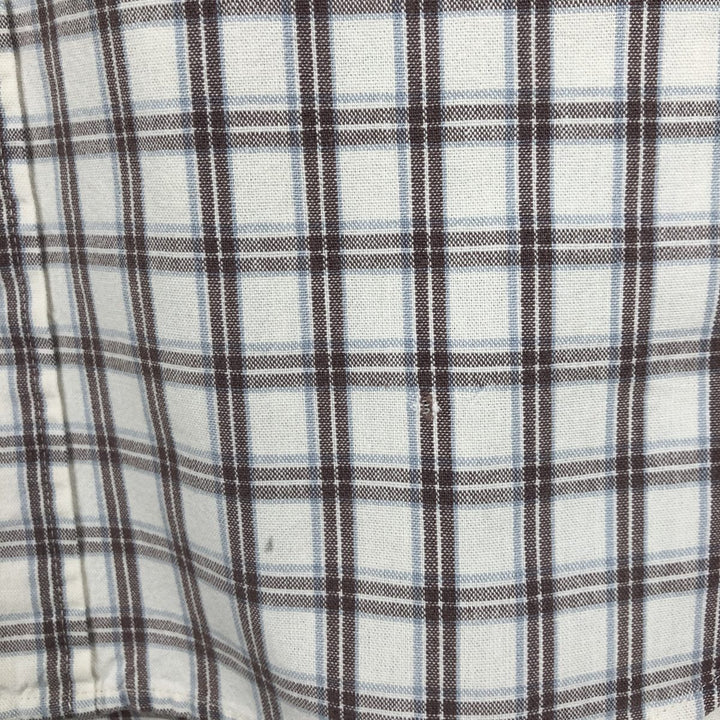 00'S Eddie Bauer long sleeve button down check shirt, men's size L cotton white type Vintage Second Hand