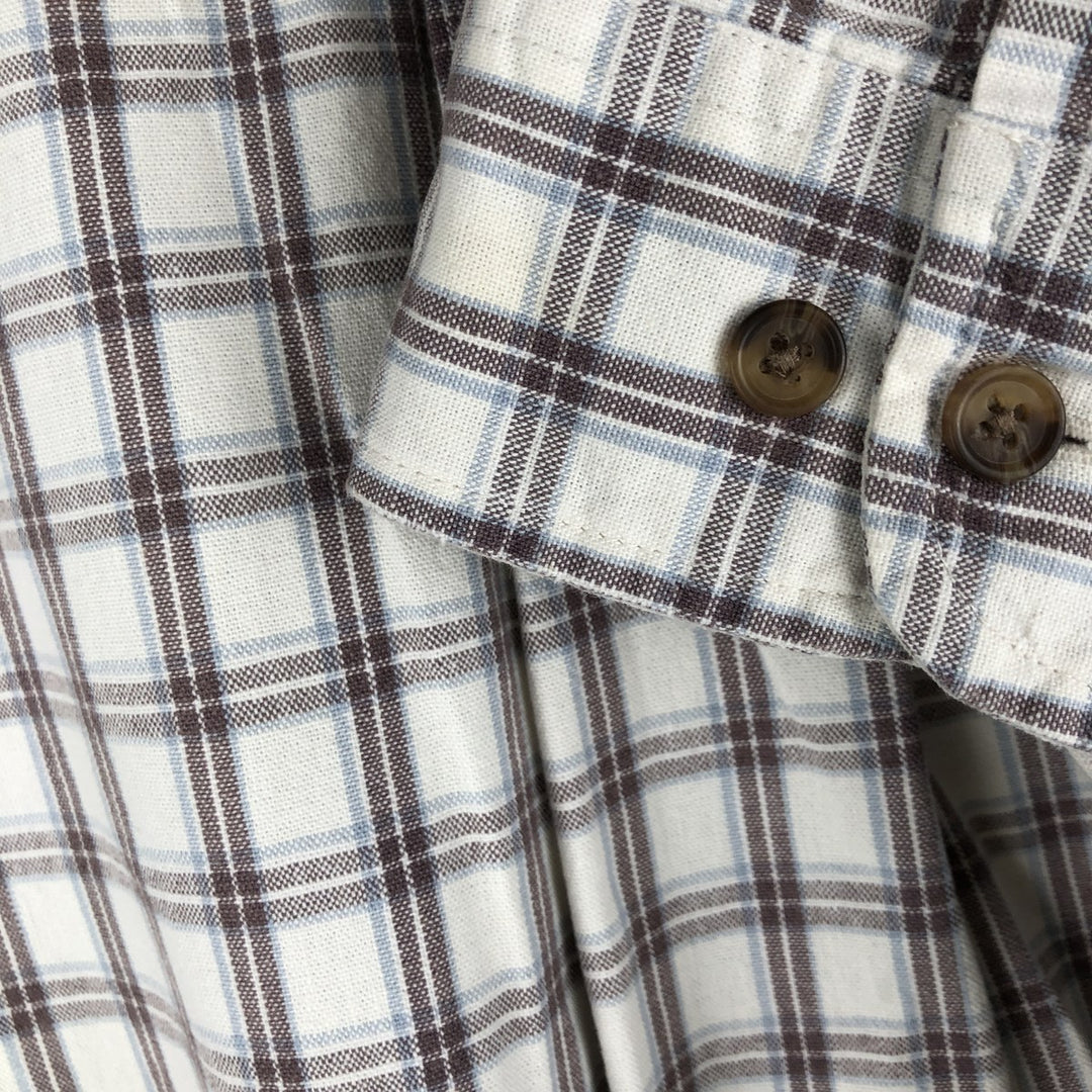 00'S Eddie Bauer long sleeve button down check shirt, men's size L cotton white type Vintage Second Hand
