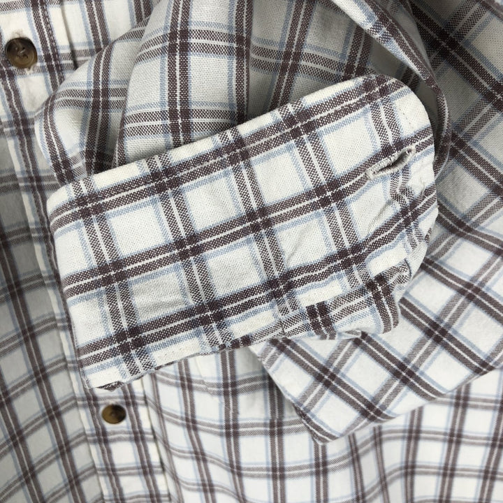 00'S Eddie Bauer long sleeve button down check shirt, men's size L cotton white type Vintage Second Hand