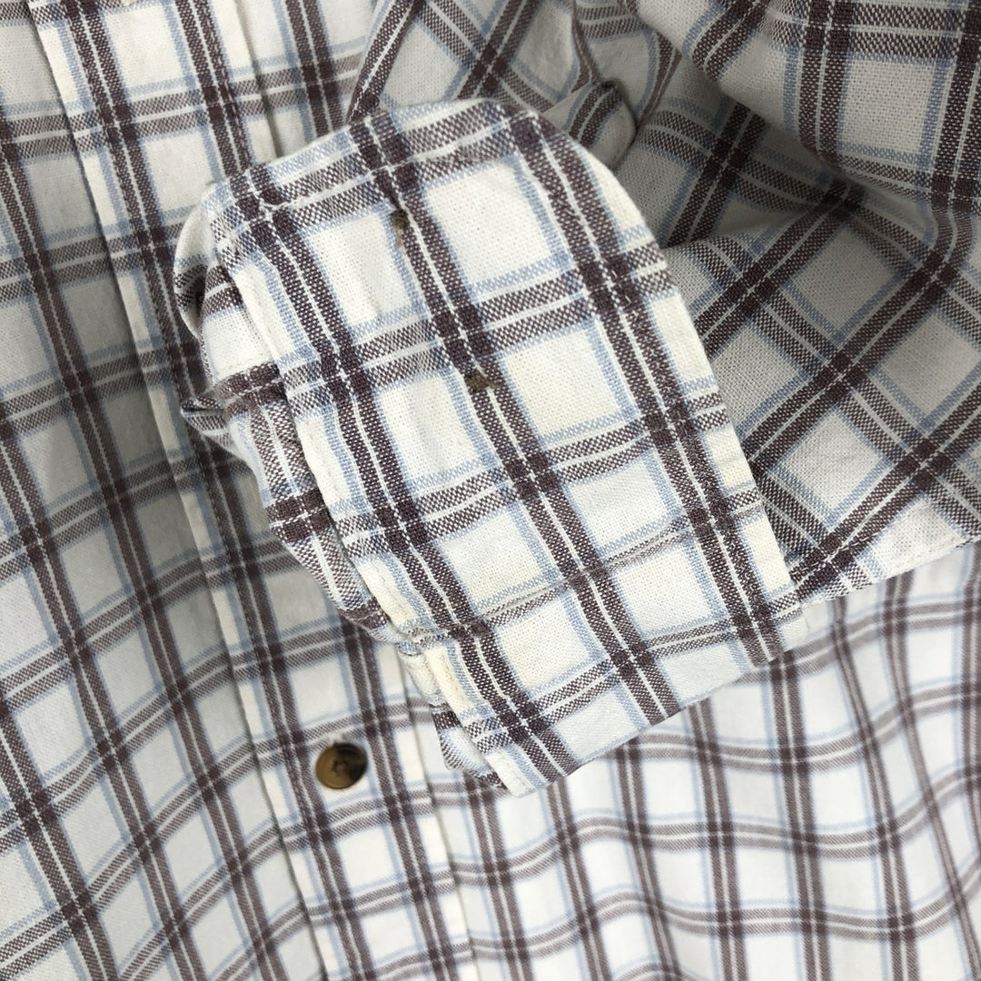 00'S Eddie Bauer long sleeve button down check shirt, men's size L cotton white type Vintage Second Hand