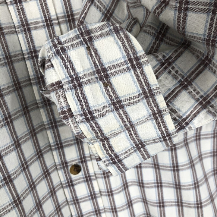 00'S Eddie Bauer long sleeve button down check shirt, men's size L cotton white type Vintage Second Hand