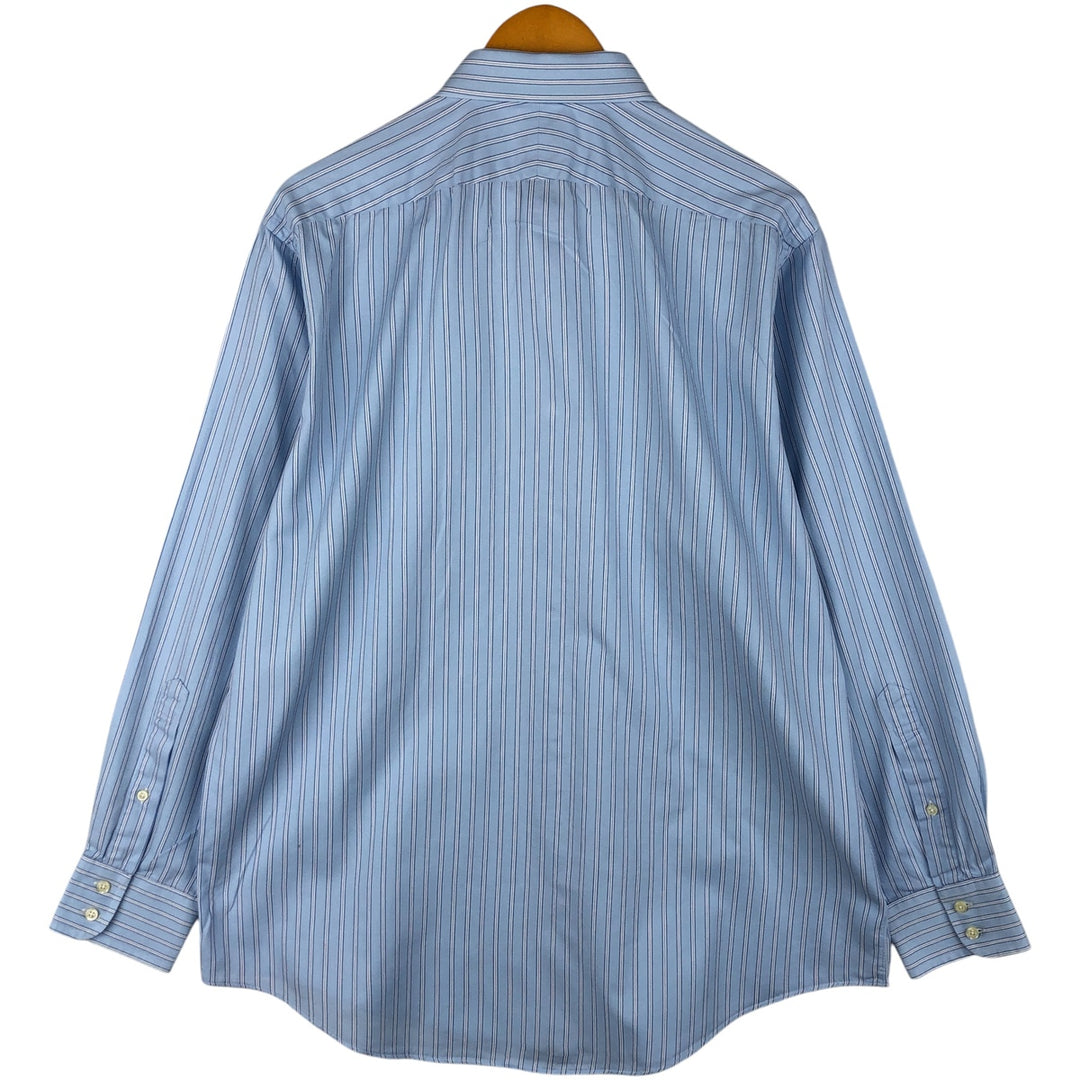 Vintage 1980s-1990'S Brooks Brothers Est. 1818 wide-collar long-sleeved cotton striped shirt, made in the USA, size L. cotton Blue type light blue Vintage Second Hand