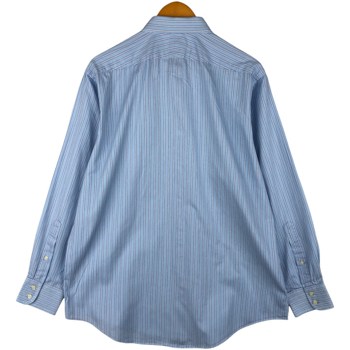 Vintage 1980s-1990'S Brooks Brothers Est. 1818 wide-collar long-sleeved cotton striped shirt, made in the USA, size L. cotton Blue type light blue Vintage Second Hand