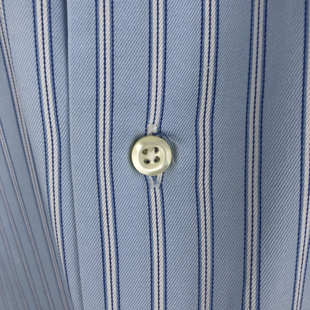 Vintage 1980s-1990'S Brooks Brothers Est. 1818 wide-collar long-sleeved cotton striped shirt, made in the USA, size L. cotton Blue type light blue Vintage Second Hand
