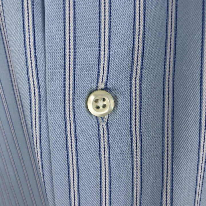 Vintage 1980s-1990'S Brooks Brothers Est. 1818 wide-collar long-sleeved cotton striped shirt, made in the USA, size L. cotton Blue type light blue Vintage Second Hand