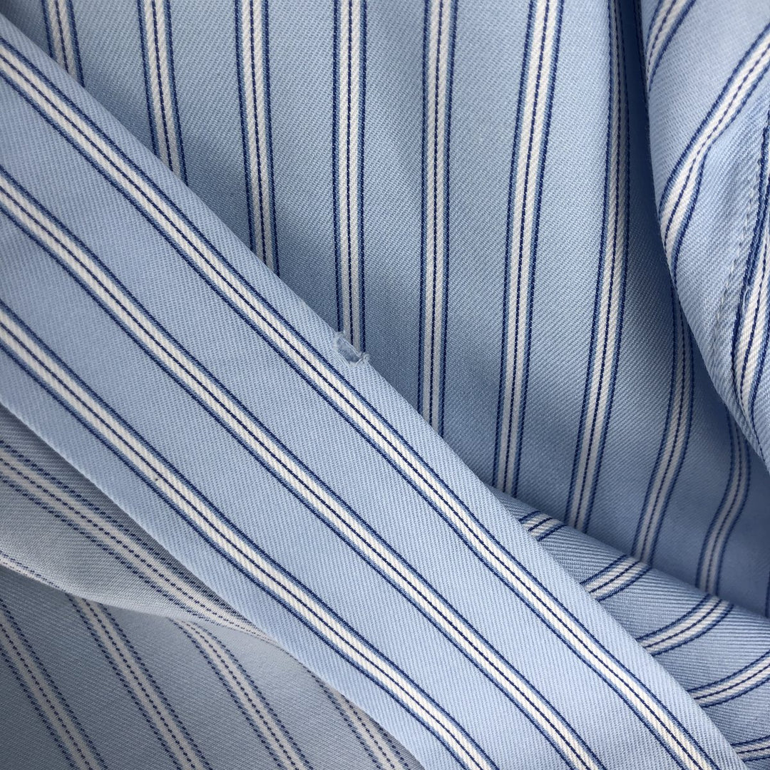 Vintage 1980s-1990'S Brooks Brothers Est. 1818 wide-collar long-sleeved cotton striped shirt, made in the USA, size L. cotton Blue type light blue Vintage Second Hand