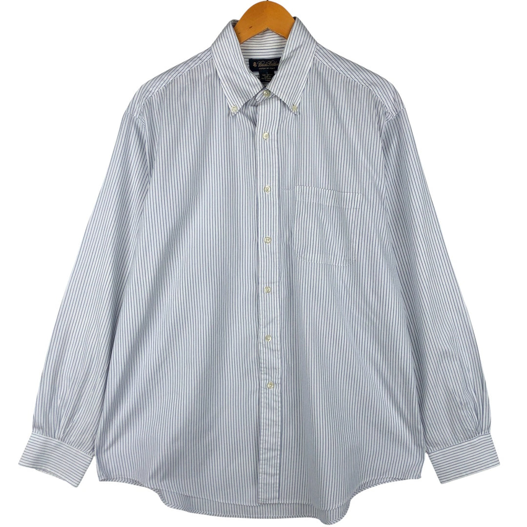 Brooks Brothers Long Sleeve Button-Down Striped Shirt Made in USA Men's Size L cotton white type Vintage Second Hand