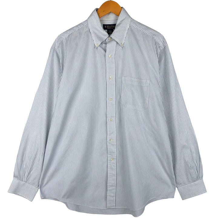 Brooks Brothers Long Sleeve Button-Down Striped Shirt Made in USA Men's Size L cotton white type Vintage Second Hand