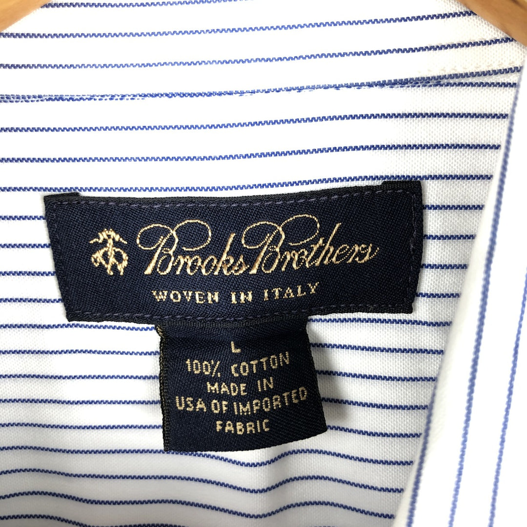 Brooks Brothers Long Sleeve Button-Down Striped Shirt Made in USA Men's Size L cotton white type Vintage Second Hand