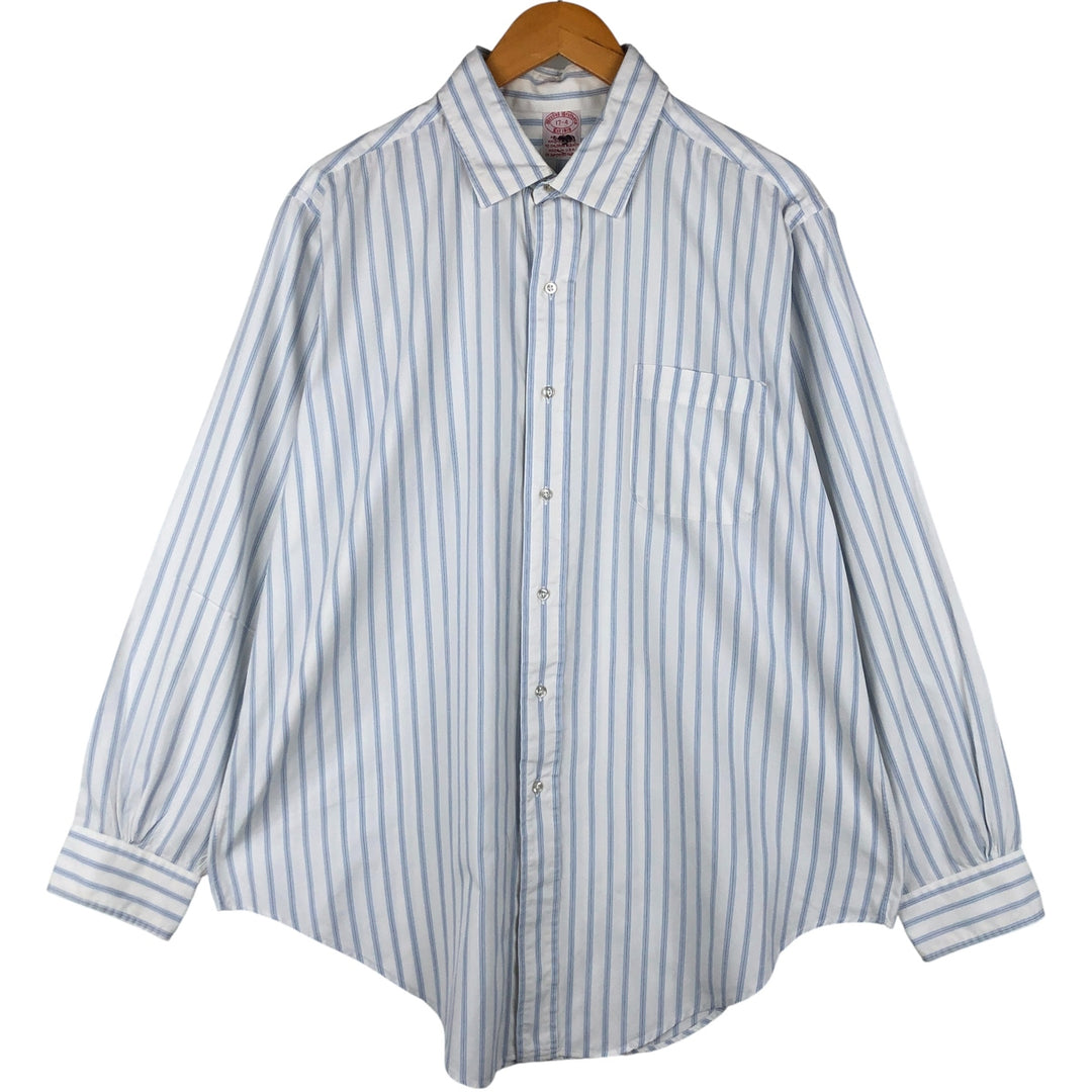 80s-90'S Brooks Brothers Est.1818 Long Sleeve Cotton Striped Shirt Made in USA Men's XL Vintage cotton white type Vintage Second Hand