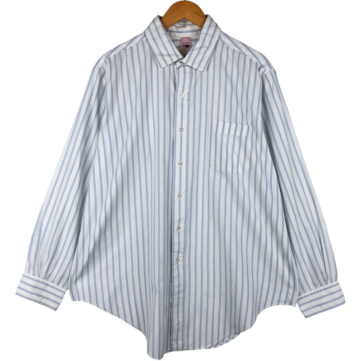 80s-90'S Brooks Brothers Est.1818 Long Sleeve Cotton Striped Shirt Made in USA Men's XL Vintage cotton white type Vintage Second Hand