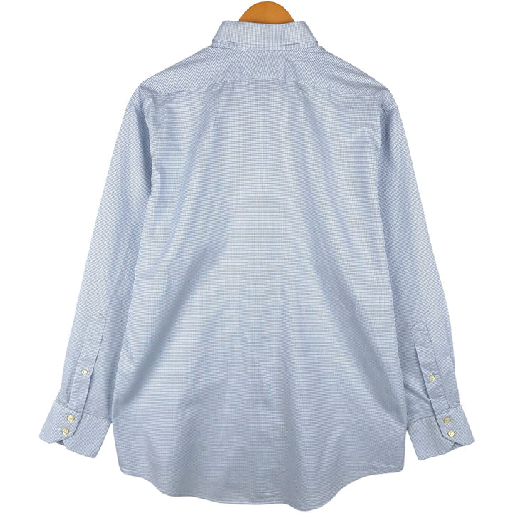 Vintage 80s-90'S Brooks Brothers wide-collar long-sleeve cotton check shirt, made in the USA, size L, men's cotton white type Vintage Second Hand