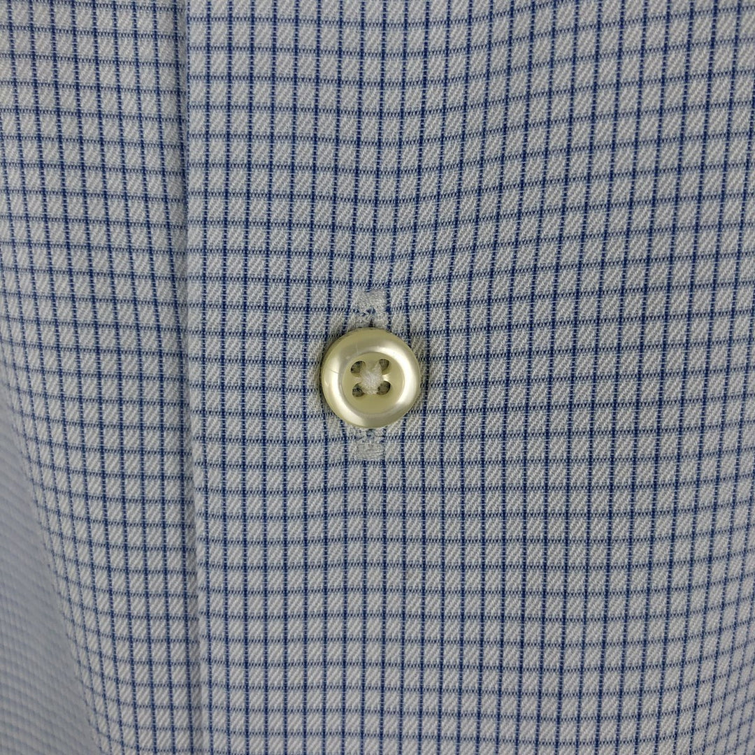 Vintage 80s-90'S Brooks Brothers wide-collar long-sleeve cotton check shirt, made in the USA, size L, men's cotton white type Vintage Second Hand