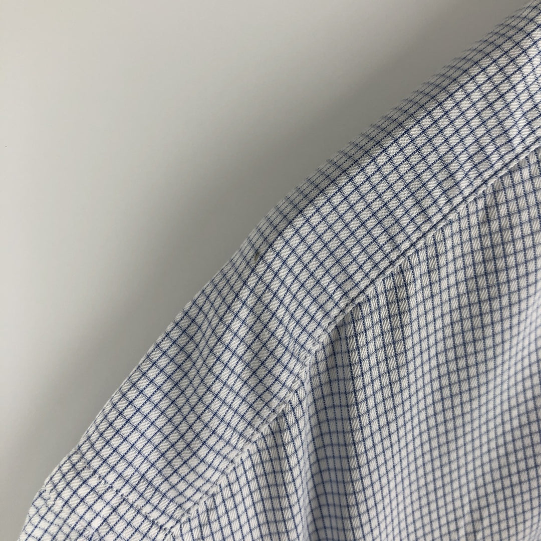Vintage 80s-90'S Brooks Brothers wide-collar long-sleeve cotton check shirt, made in the USA, size L, men's cotton white type Vintage Second Hand