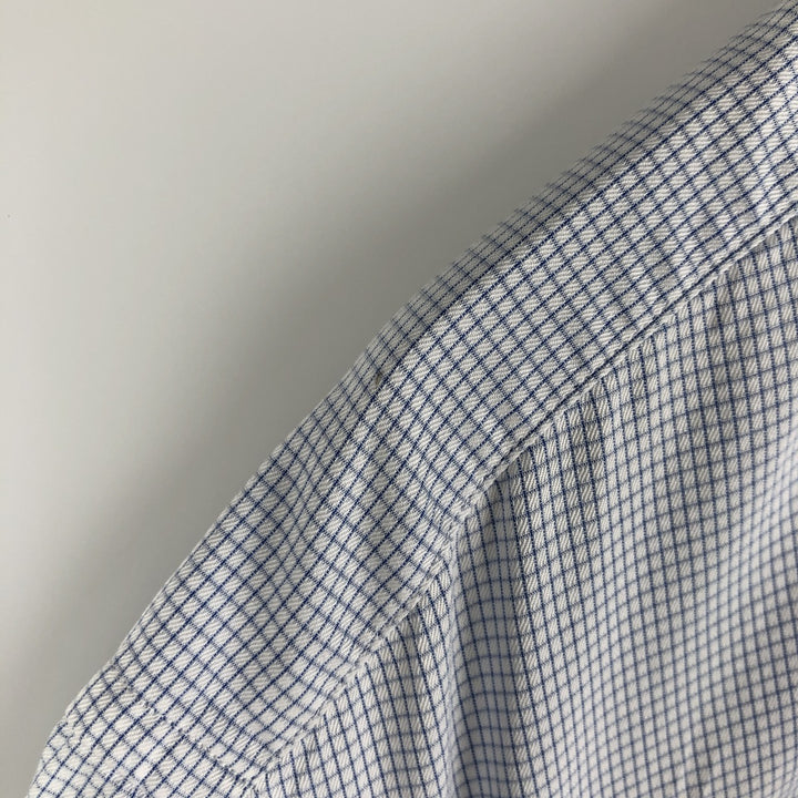 Vintage 80s-90'S Brooks Brothers wide-collar long-sleeve cotton check shirt, made in the USA, size L, men's cotton white type Vintage Second Hand