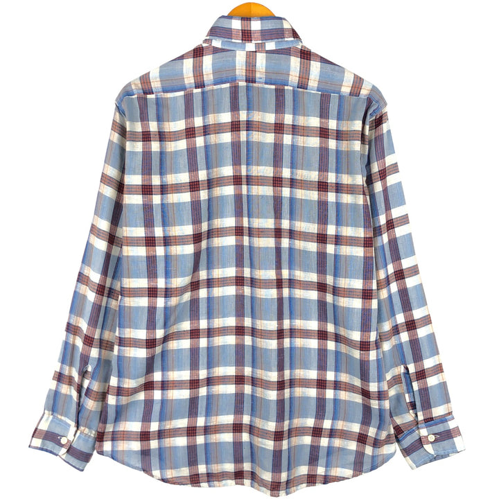 Vintage 1980'S Levi's Regular Fit Long Sleeve Cotton Check Shirt, Men's Size L unclear blue type Vintage Second Hand