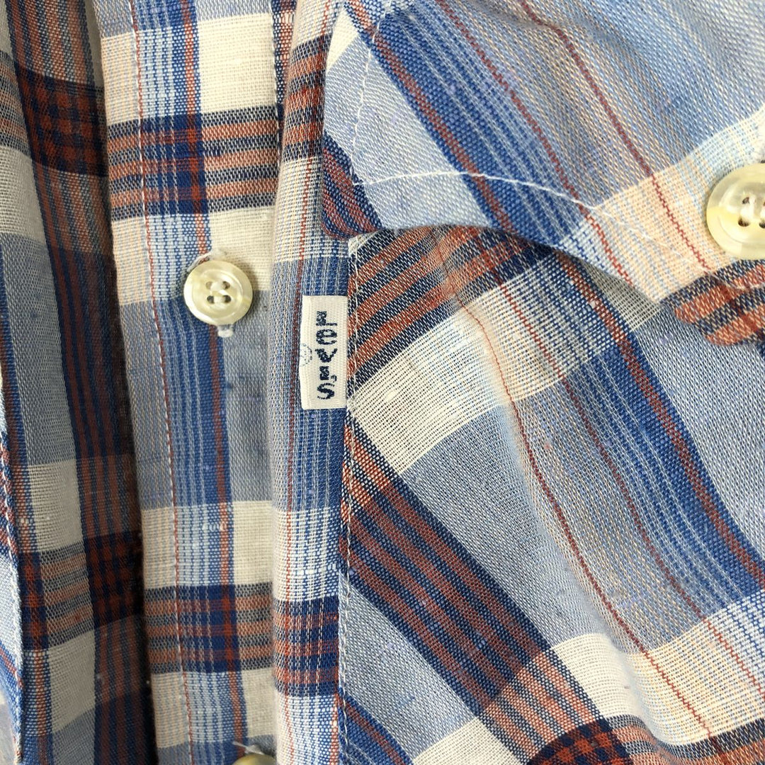 Vintage 1980'S Levi's Regular Fit Long Sleeve Cotton Check Shirt, Men's Size L unclear blue type Vintage Second Hand