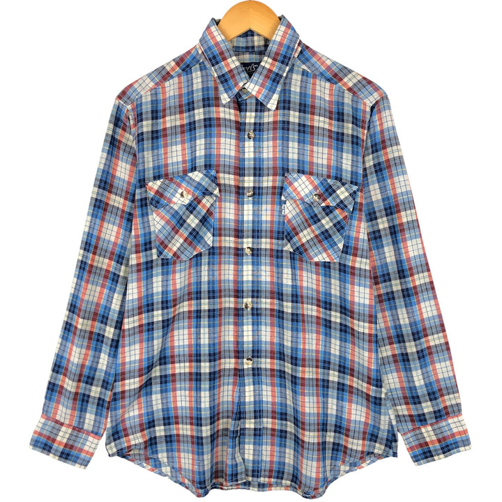 Vintage 1980'S Levi's Regular Fit Long Sleeve Cotton Check Shirt, Men's Size L unclear blue type Vintage Second Hand