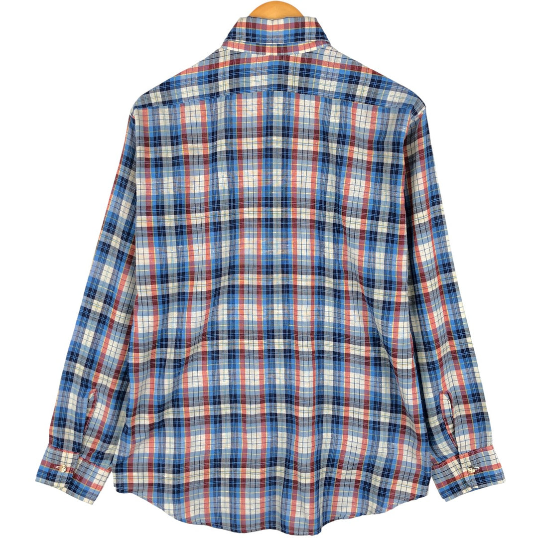 Vintage 1980'S Levi's Regular Fit Long Sleeve Cotton Check Shirt, Men's Size L unclear blue type Vintage Second Hand