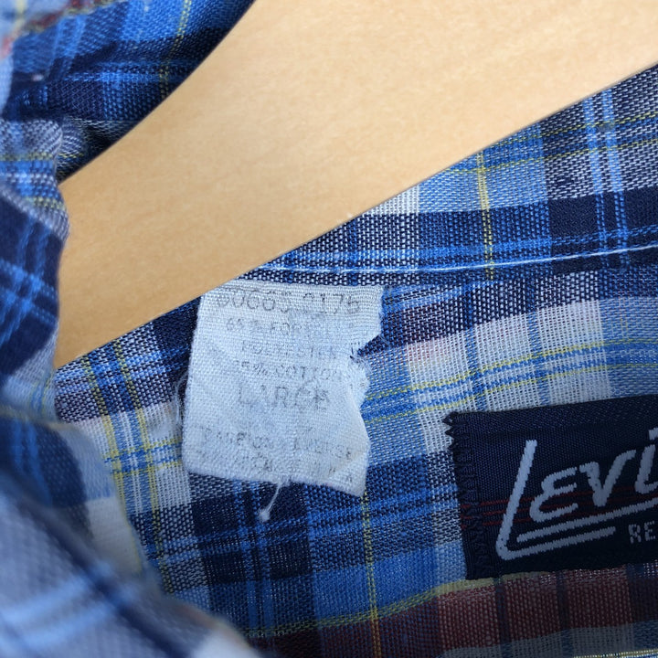 Vintage 1980'S Levi's Regular Fit Long Sleeve Cotton Check Shirt, Men's Size L unclear blue type Vintage Second Hand