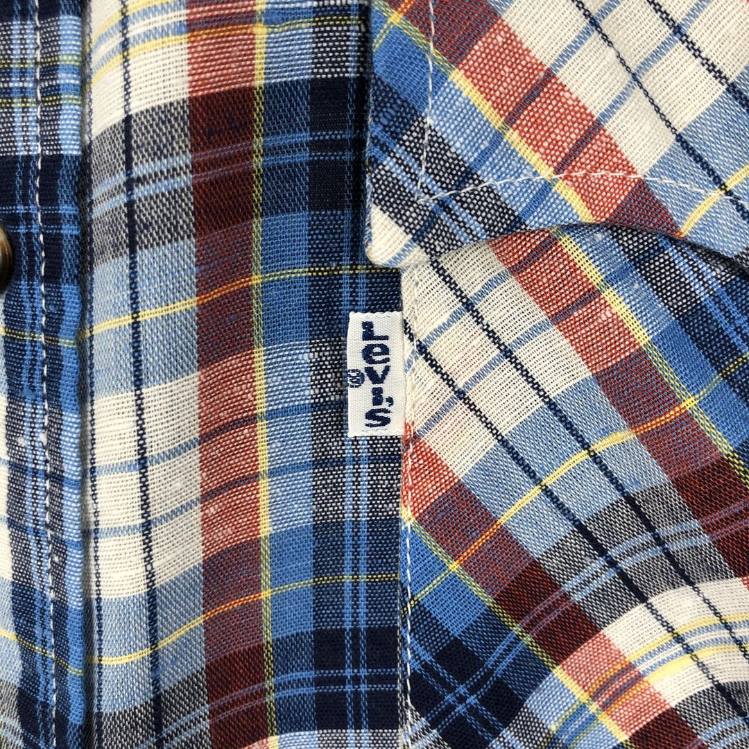Vintage 1980'S Levi's Regular Fit Long Sleeve Cotton Check Shirt, Men's Size L unclear blue type Vintage Second Hand