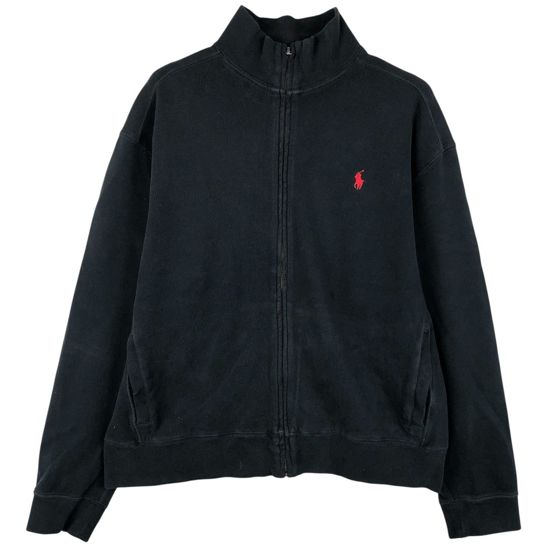 Ralph Lauren POLO by Ralph Lauren high-neck full-zip sweatshirt, men's size L cotton black type Vintage Second Hand